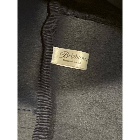 LOVE BRIGHTON Navy Suede Tote Bag Red Heart Strap - Picture 10 of 11